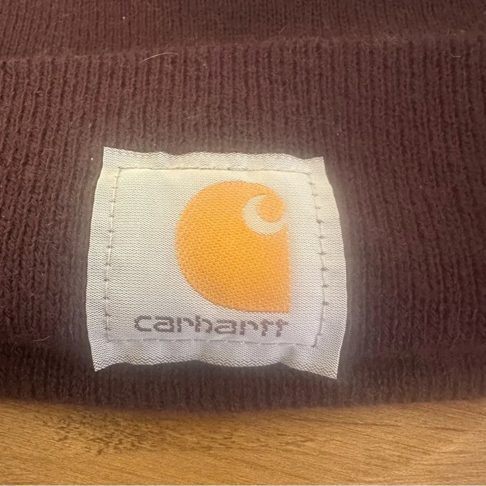 Carhartt Knit Beanie Toque Hat Adult One Size Model A18 V26 Dark Brown Colour - Picture 2 of 7